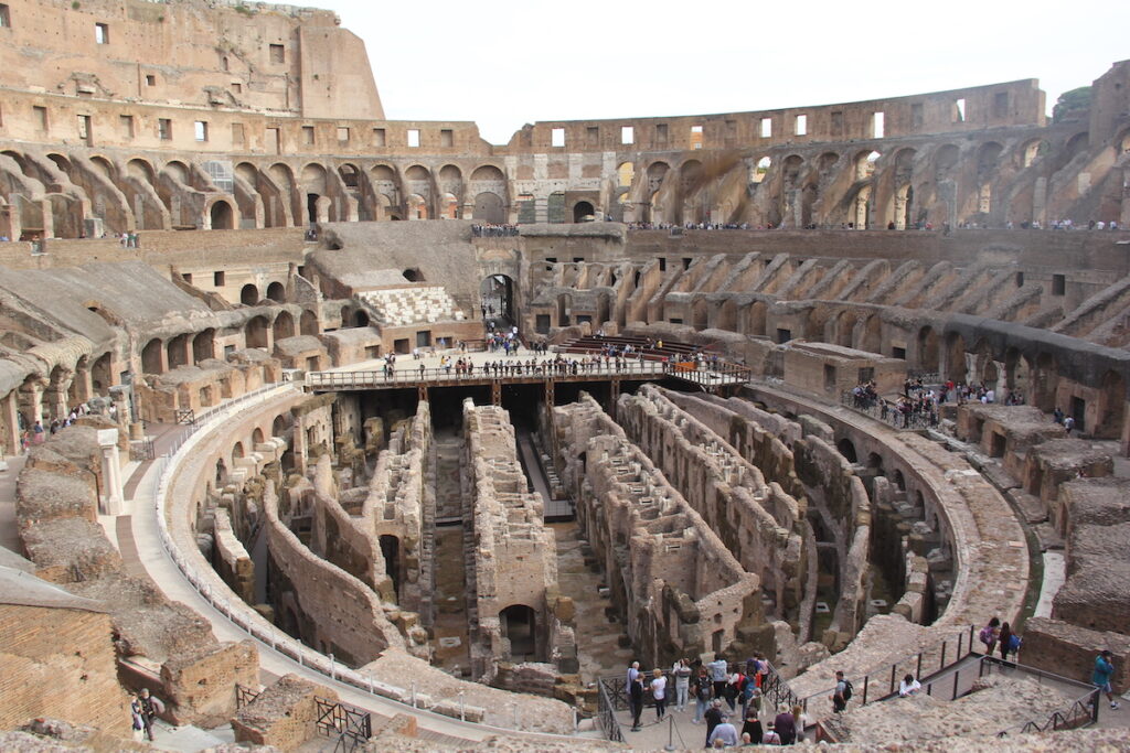 The Colosseum in Rome, Italy on a tour of the inside