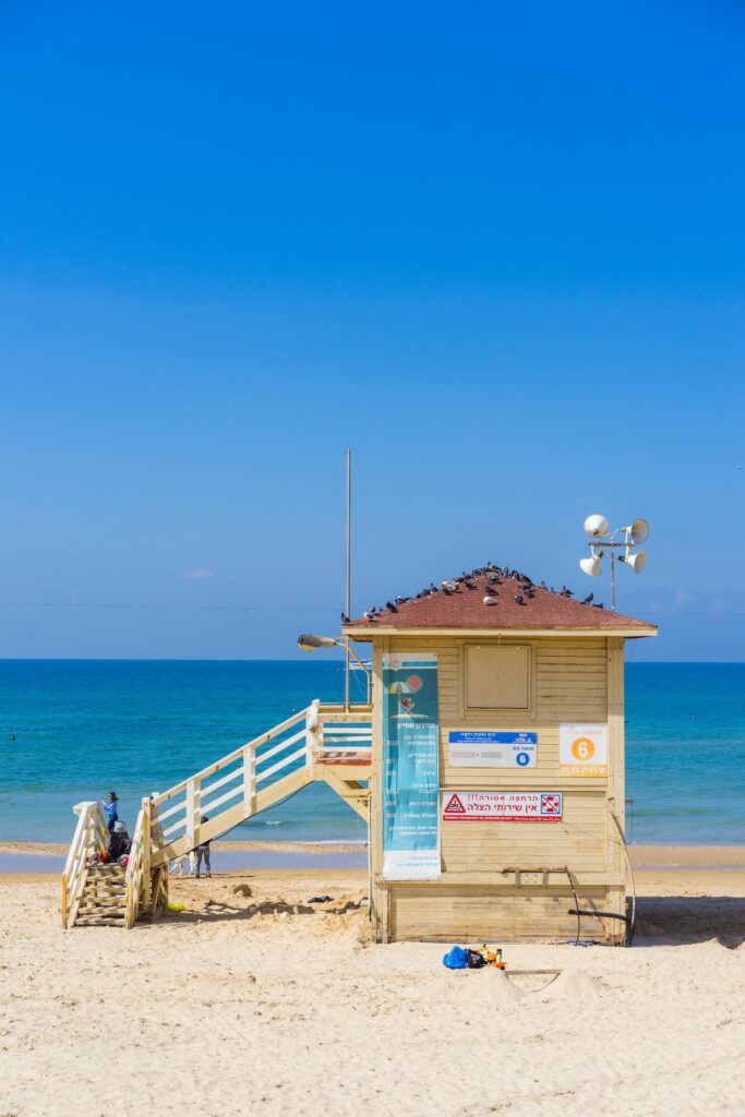 Tel Aviv, Israel Beach colorful lifeguard stand