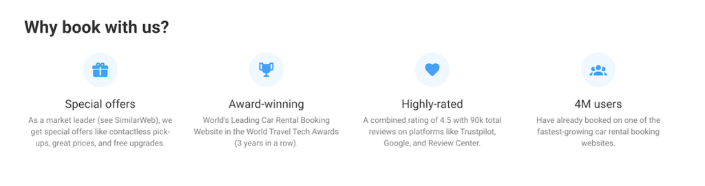 Renting a car in Amman - reasons to book using Discover Cars, including special offers, award-winning, highly rated, and 4m users.