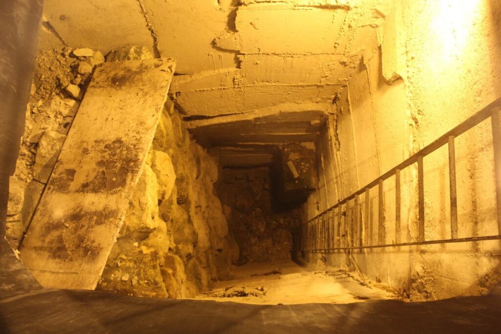 A hole inside the excavation under the Western Wall Tunnels
